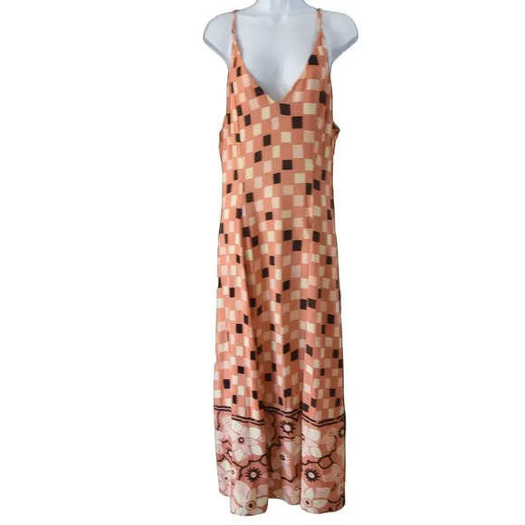 *Missing Waist Tie * O'Neill Peach Fuzz Print Dorthie Maxi Dress Size Small - Picture 2 of 8